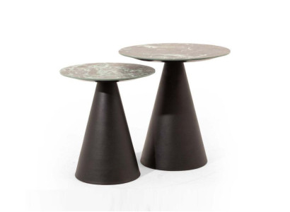 Table 2x Side tables with porcelain top in brown Color Moder Living room